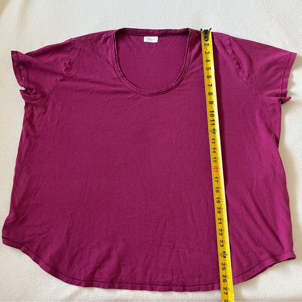 Poetry Women’s Organic Cotton + Hemp Scoop Neck Tee Shirt in Dark Fuschia US 18 - Picture 11 of 11